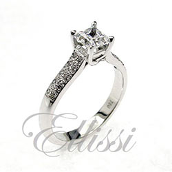 "Anemone" Princess Cut Pave Diamond Ring
